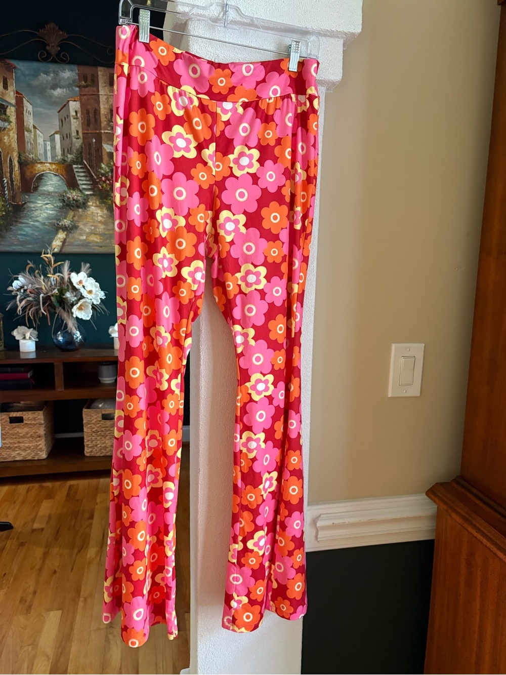 Pink & Orange Floral Wide Leg Pants